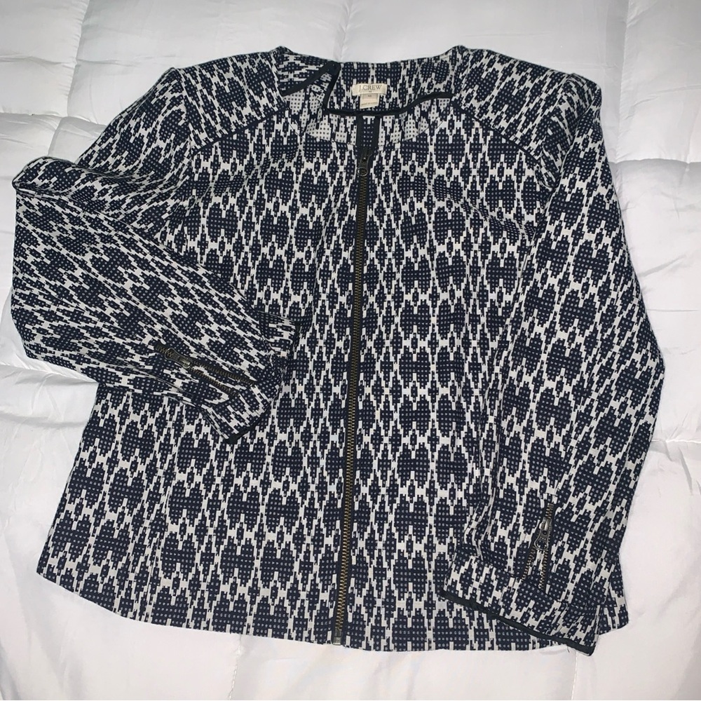 J. Crew Black and White Geometric Blazer